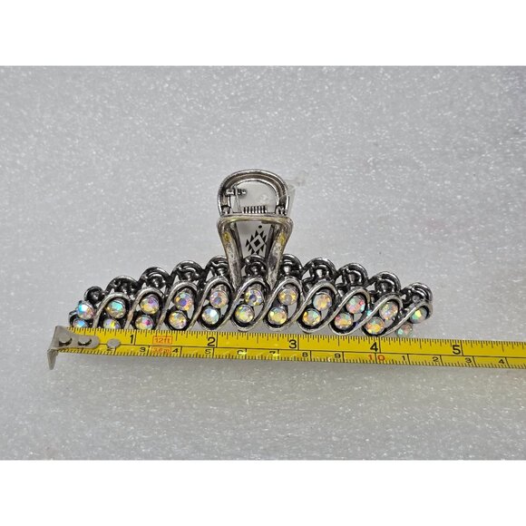 Rhinestone Hair Claw Clip Silver Tone - Picture 4 of 4